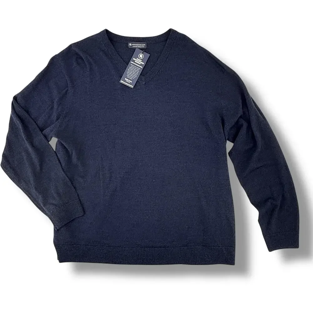 Hart Schaffner Marx Extra Fine Merino Wool V-Neck Sweater Mens Size 3XB Blue